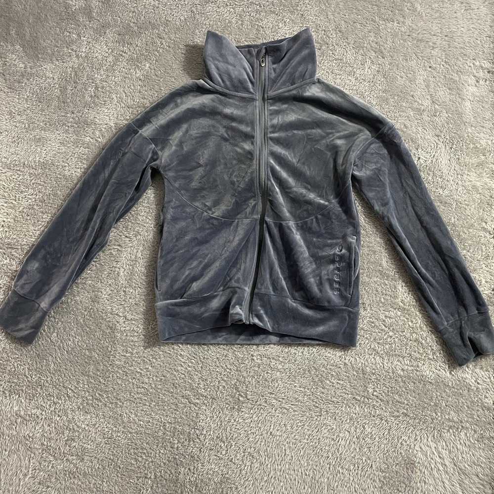Spyder Jacket Womens Size Medium Full Zip Velvet Blue Pockets Soft Band Collar